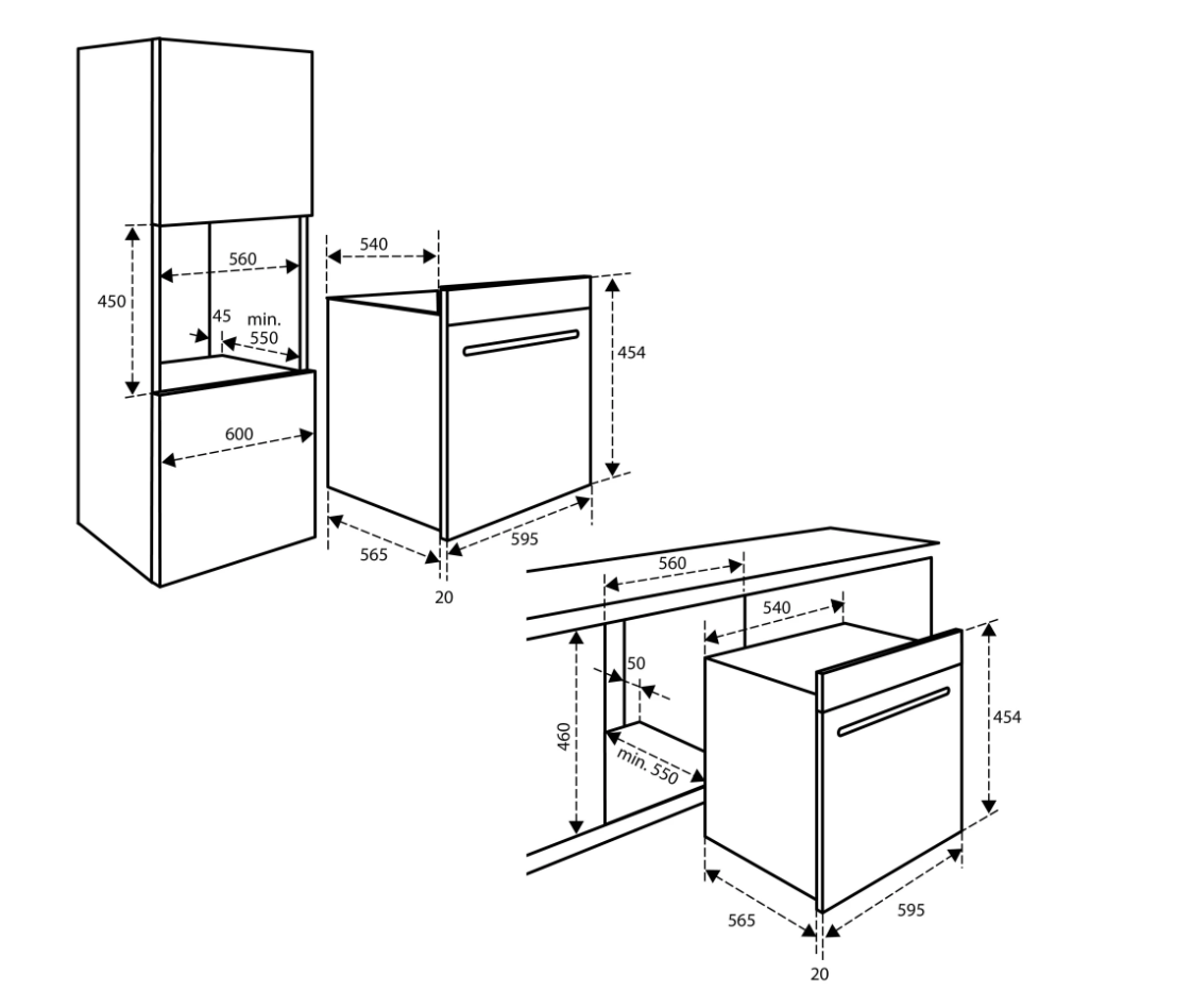 Horno con microondas - Capacidad 50 litros - Negro