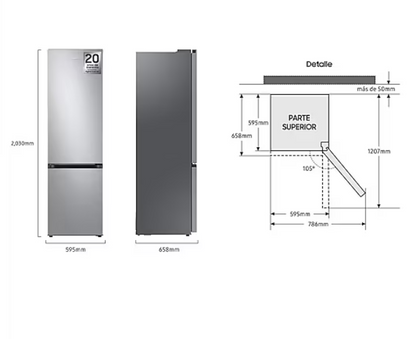 Frigorífico Combi 390L Inox 2M Clasificación Energética E RB38T600ESA